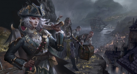 Vampire - ship, death, hat, girl, zombie, billy christian, vampire, fantasy