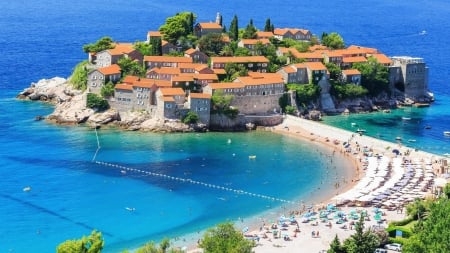 Aman Sveti Stefan - Luxury Resort in Montenegro - Aman - nature, houses, beach, sea, resort, sveti stefan