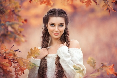 Beauty - woman, autumn, girl, orange, model