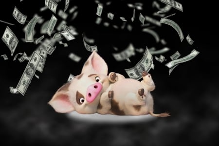 :) - pig, piglet, money, fantasy, year of the pig, cute