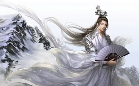 Jokul - hand fan, prince, fantasy, emilyg, man, asian, luminos