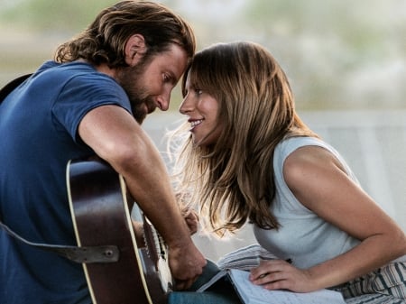 A Star Is Born (2018) - actor, poster, Bradley Cooper, singer, Lady Gaga, actress, guitar, movie, couple, a star is born