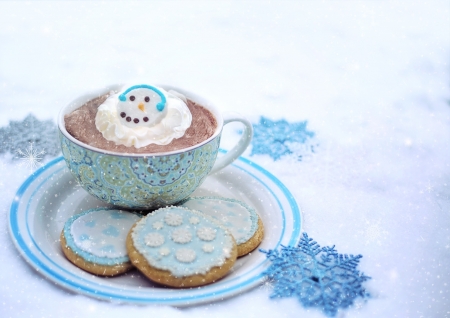 â™¥ - winter, snowflake, blue, cookies