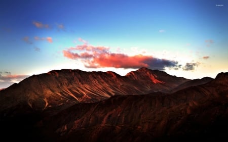 Red-Cloud Above the Mountain - nature, sky, mountain, clouds, red