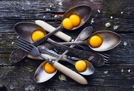 Still Life - spoon, still  life, fork, egg yolks