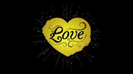 :-) - word, love, yellow, heart, card, valentine, black