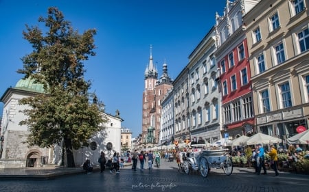 Krakow, Poland - houses, church, market, poland, krakow