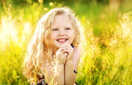 Little Girl - smile, spring, blonde, girl