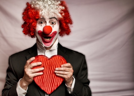 Happy Valentine's Day! - man, red, heart, hand, valentine, black, clown