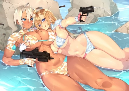 chicks with guns - ecchi, guns, chicks, wallpaper