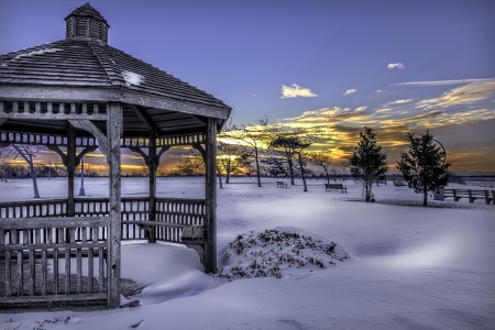 Gazebo in the snow - Park, Snow, Cold, Winter, Gazebo