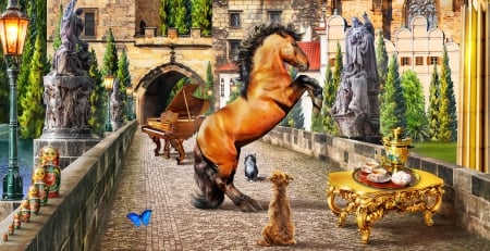 :-) - piano, moscow, dog, adrian chesterman, tea, horse, cat, fantasy, kitten, pisici, art, luminos