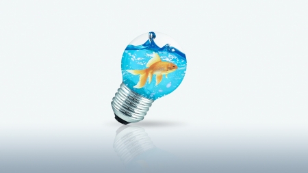 :-) - peste, water, summer, blue, creative, bulb, fantasy, white, golden, fish, vara