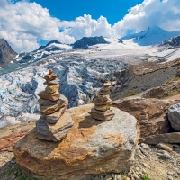 Glacier and Piles of Stone