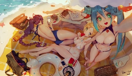 party at the beach - beach, ecchi, wallpaper, swimsuit