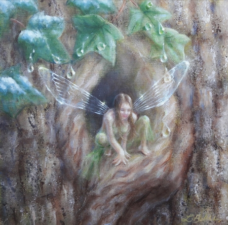 The Thaw - lynne bellchamber, girl, tree, thaw, fantasy, painting, fairy, art, luminos