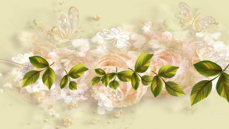 Delicate in Gold - roses, delicate, Firefox theme, gold, lace, feminine, leaves, flowers, floral