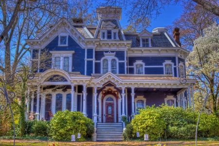 Blue House - photography, blue, mansion, architecture, house