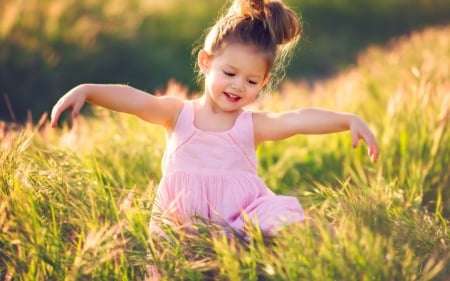 Little Girl - field, summer, girl, joy