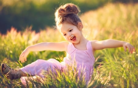 Little Girl - flowers, summer, girl, joy