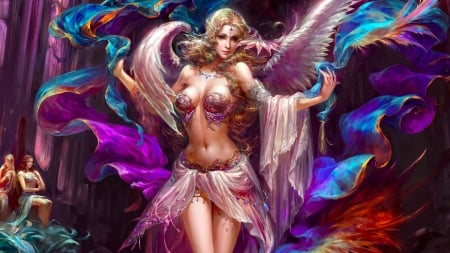 Dancing Angel - wallpaper, digital, pretty, girl, art, fantasy, woman, angel, dancing