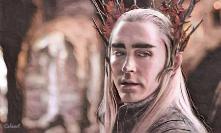 Thranduil - by cehenot, portrait, thranduil, pink, cehenot, man, elf, fantasy, king, painting, art, Lee Pace