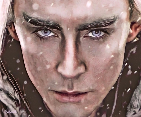 Thranduil - actor, by cehenot, portrait, eyes, thranduil, pink, cehenot, elf, king, painting, face, art, Lee Pace