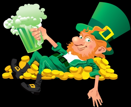 LEPRECHAUN WITH A  BEER - creature, mythical, irland, fantasy, little