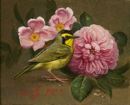 Flowers and bird