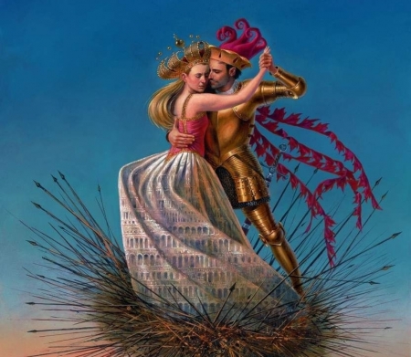 The winner takes it all - michael cheval, fantasy, blue, girl, dance, couple, man, pink