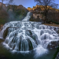 Waterfall Below Orbaneja Castle, Spain