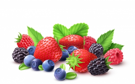 Berries - strawberry, berry, blueberry, fruit, raspberry, red, blue, green, blackberry