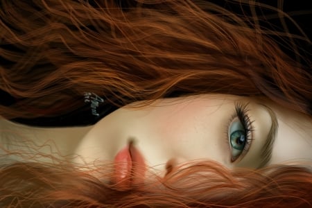 â¤ï¸ - lips, eye, girl, redhead, art