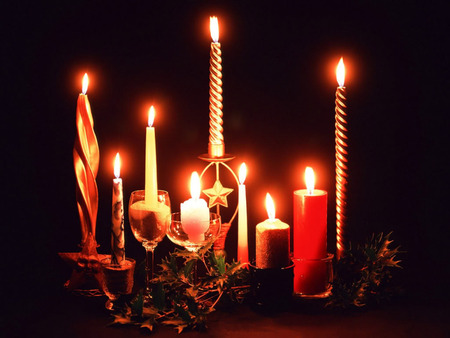 Christmas Candles - candle, stars, flames, candles, light, still life, loghts, fire, christmas, glow, warm, holiday, decor