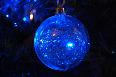 Christmas Bauble - abstract, blue, photography