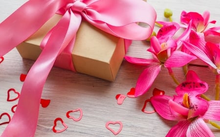 Happy Valentine's Day! - valentine, gift, orchid, card, flower, pink