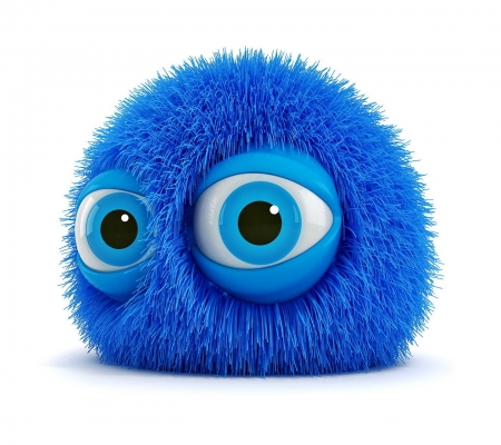 Shy Blue Ball of Fluff - big, blue, ball, shy, eyes, fluff