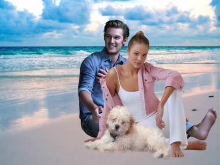 Couple - couple, sea, dog, heaven