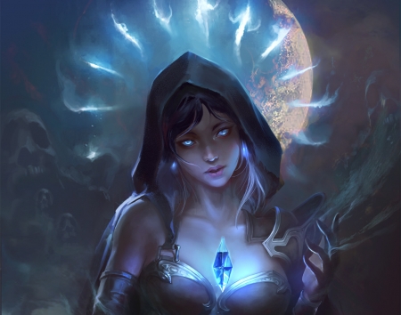 Heart's whisper - lucpinkey l, fantasy, blue, girl, luminos