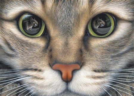 Cat - pictura, irina garmashova, painting, eyes, pisici, face, art, cat