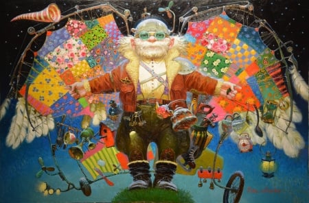 Grandfather with wings - man, grandfather, pictura, fantasy, victor nizovtsev, wi8ngs, painting, art, luminos