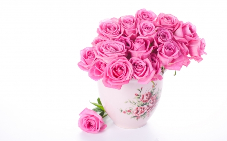 Roses - vase, rose, mother, card, flower, day, pink