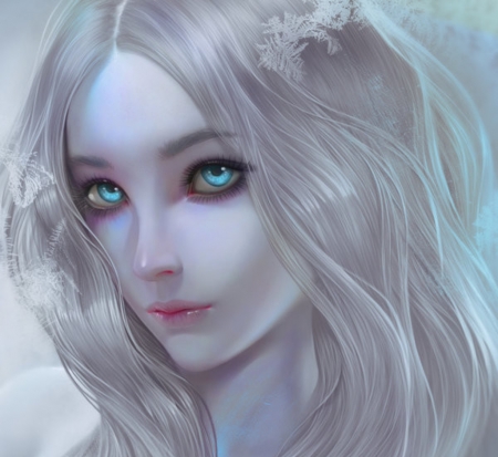 Interlude Hazy Shade - white, face, girl, luminos, blue, frumusete, fantasy, cashile