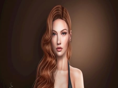 Girl - face, art, girl, long hair, look