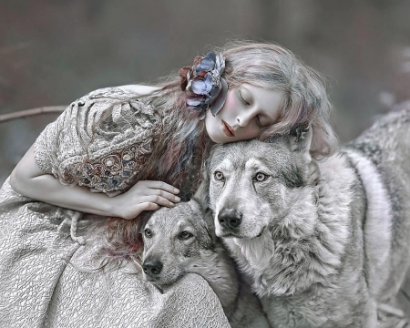 :) - wolf, woman, girl, lup, a m lorek, model