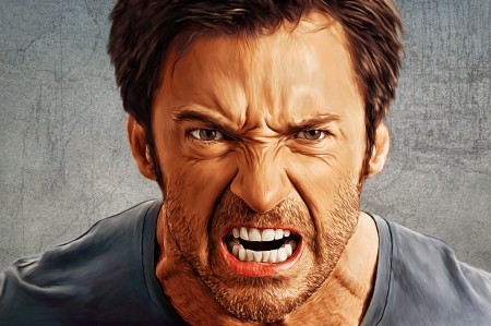 Hugh Jackman - hugh jackman, rage, fantasy, face, art, luminos, man, comics, actor, wolverine