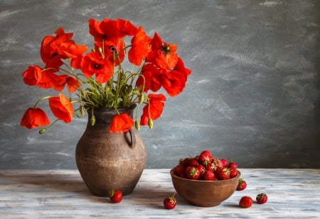 â¤ï¸ - bowl, poppies, berries, strawberries, jug