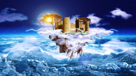 Fantasy Castle - bright, hd, floating island, castle