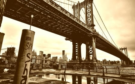 Bridge - photography, sepia, architecture, vintage