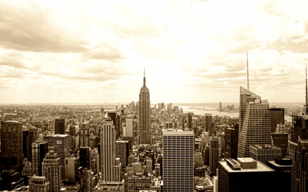 New York - aerial, world, city, photography, sepia, urban, ny